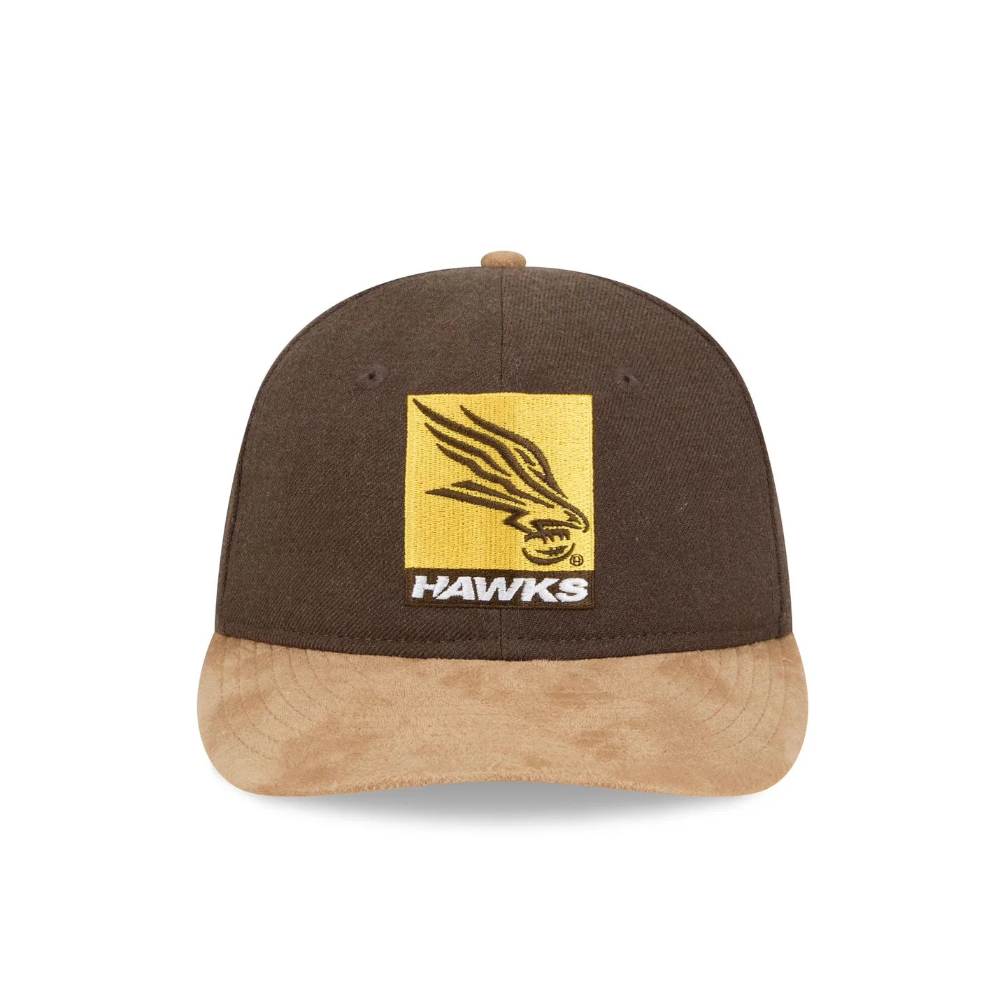 Hawthorn Hawks Hat - AFL 2025 Retro Contrast Suede 9Fifity Strapback Cap - New Era